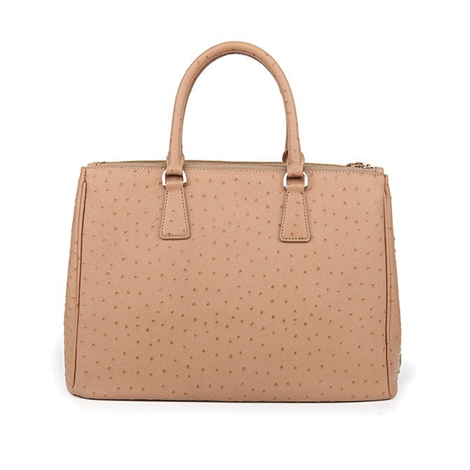 2013 Prada Classic Ostrich Leather Tote Bag 1786 in Bare Pink