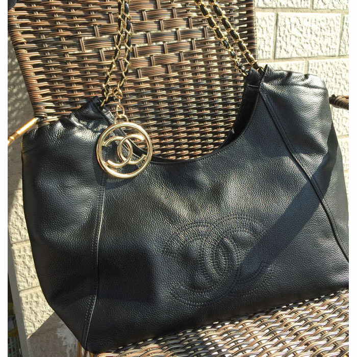 2015 Chanel Classic Calf Leather Large Shoulder Bag A33450 Black with Gold