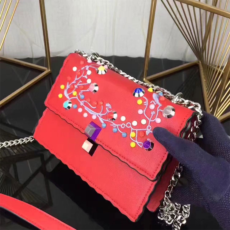 2017 Fendi KAN I SMALL Shoulder bag in calfskin leather 9670