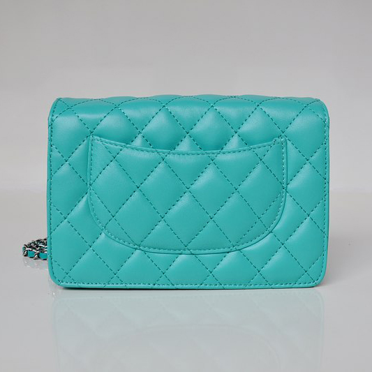 Chanel A33814 lake green Sheepskin Leather mini Flap Bag Silver