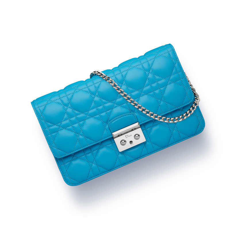 Dior Large Promenade pouch in Bleu Electrique lambskin