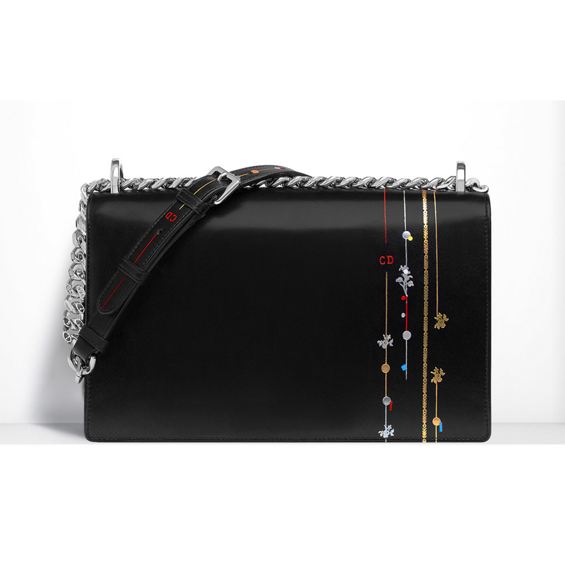 Diorama flap bag in black box calfskin