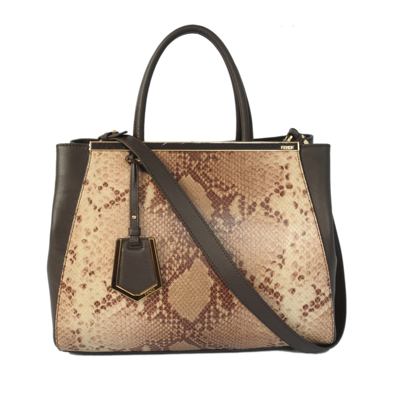Fendi '2Jours' Snake stripes Leather shoulder and tote bag
