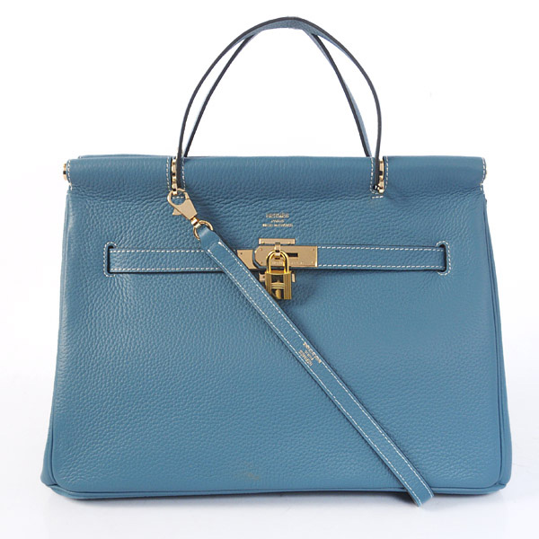 Hermes Spring Summer 2013 Shopping Bag H1046 in Medium Blue with Gold hardware