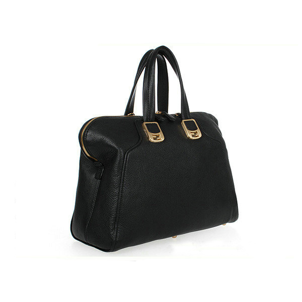 Fendi Large Chameleon Calfskin Top Zip Tote Bag F8812 Black