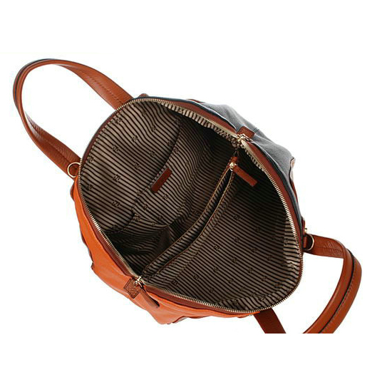 Fendi Large Chameleon Calfskin Top Zip Tote Bag F8812 Tan&Orange&Black